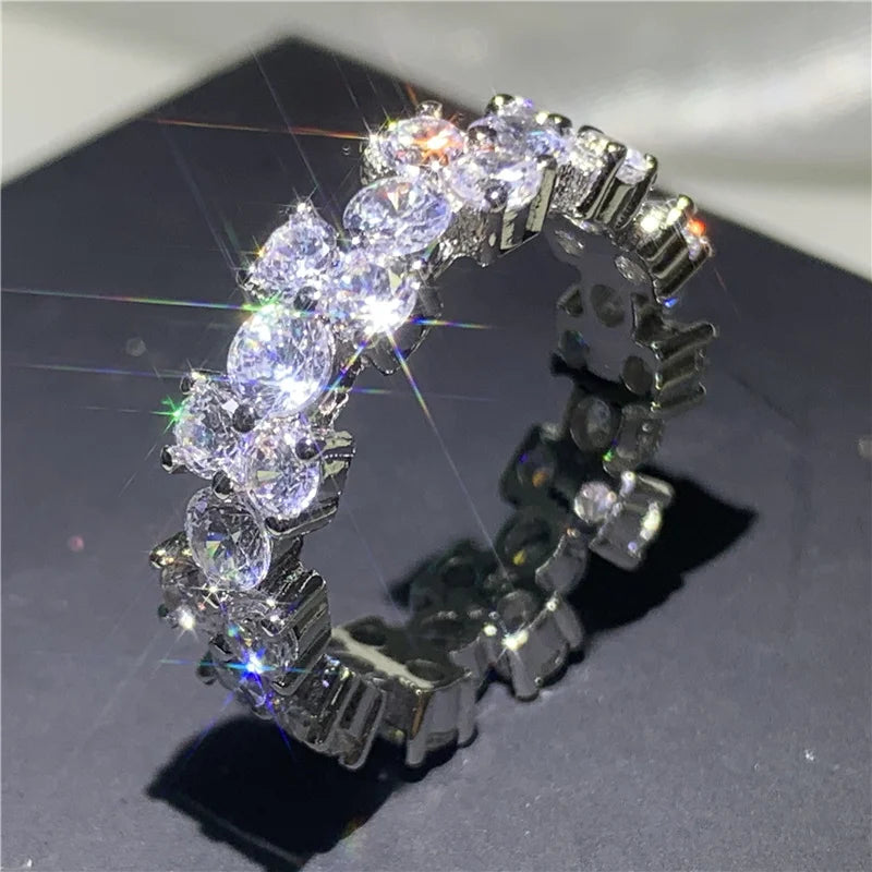 Wholesale Eternity Band Promise ring 925 Sterling silver Diamond cz Engagement Wedding Rings for women Men Finger Party Jewelry