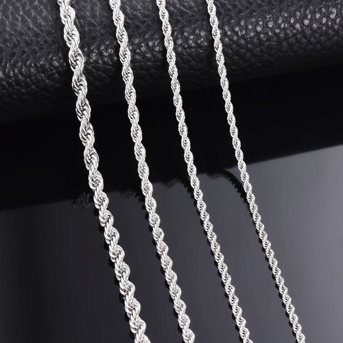 1 piece Steel Color Width 2mm/2.5mm/3mm/4mm/5mm/6mm Rope Chain Necklace/Bracelet For Men Women Stainless Steel Chain Necklace