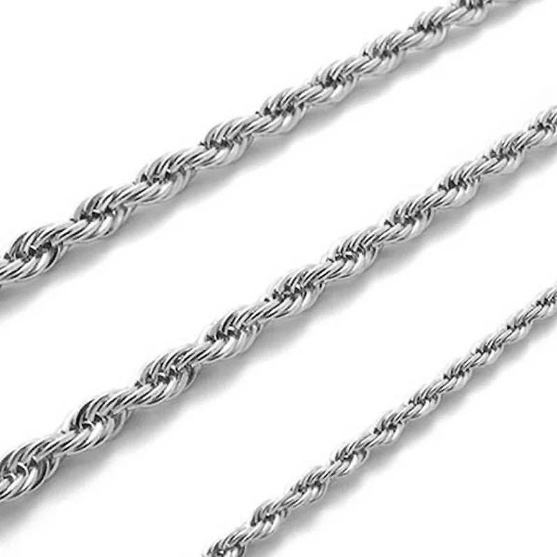 2-4MM Silver plated Twisted Rope Chain For Women Men Silver Choker Necklaces Fashion Jewelry 16-30 Inches