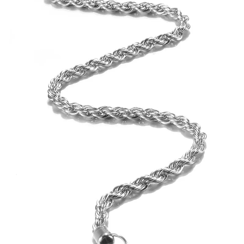 2-4MM Silver plated Twisted Rope Chain For Women Men Silver Choker Necklaces Fashion Jewelry 16-30 Inches