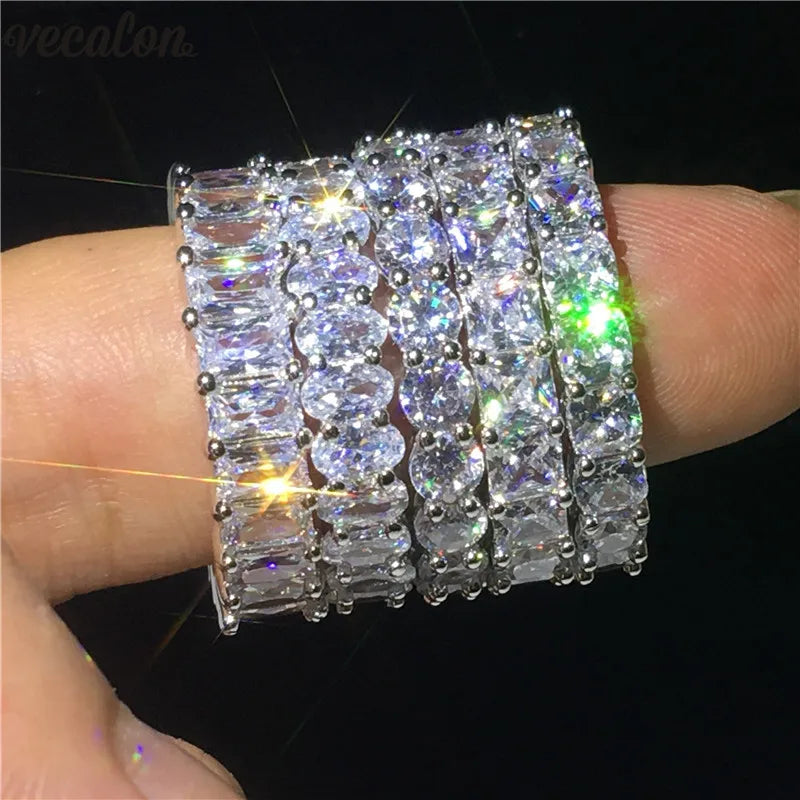 Wholesale Eternity Band Promise ring 925 Sterling silver Diamond cz Engagement Wedding Rings for women Men Finger Party Jewelry