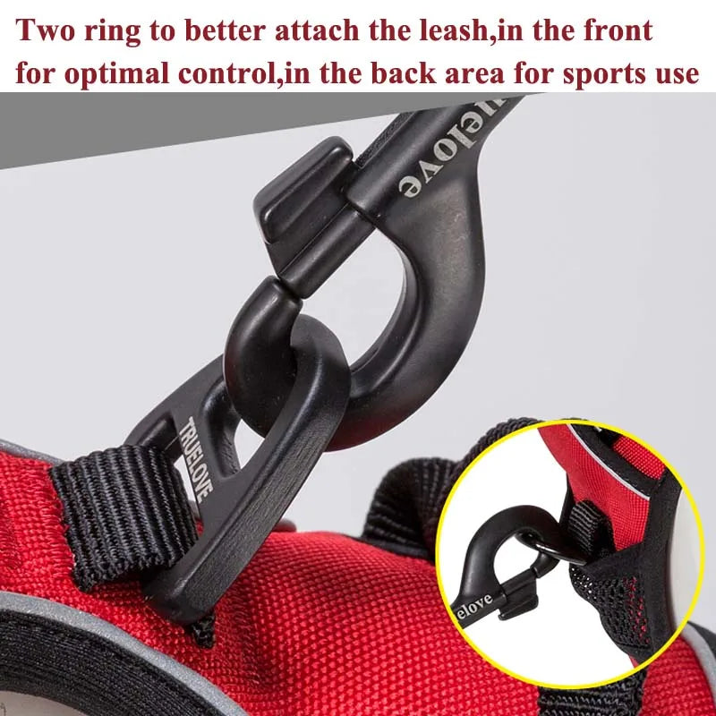 Truelove Reflective Nylon Dog Harness - No-Pull Harness for Small, Medium and Large Dogs, Padded and Breathable Service Dog Vest, Soft and Adjustable.