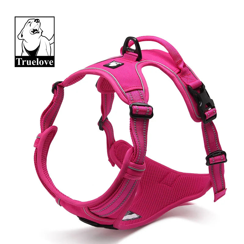 Truelove Reflective Nylon Dog Harness - No-Pull Harness for Small, Medium and Large Dogs, Padded and Breathable Service Dog Vest, Soft and Adjustable.