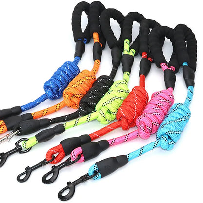 Reflektierende Hundeleine für Spaziergänge bei Nacht – robuste runde Outdoor-Leine in mehreren Farben, geeignet für kleine, mittlere und große Hunde