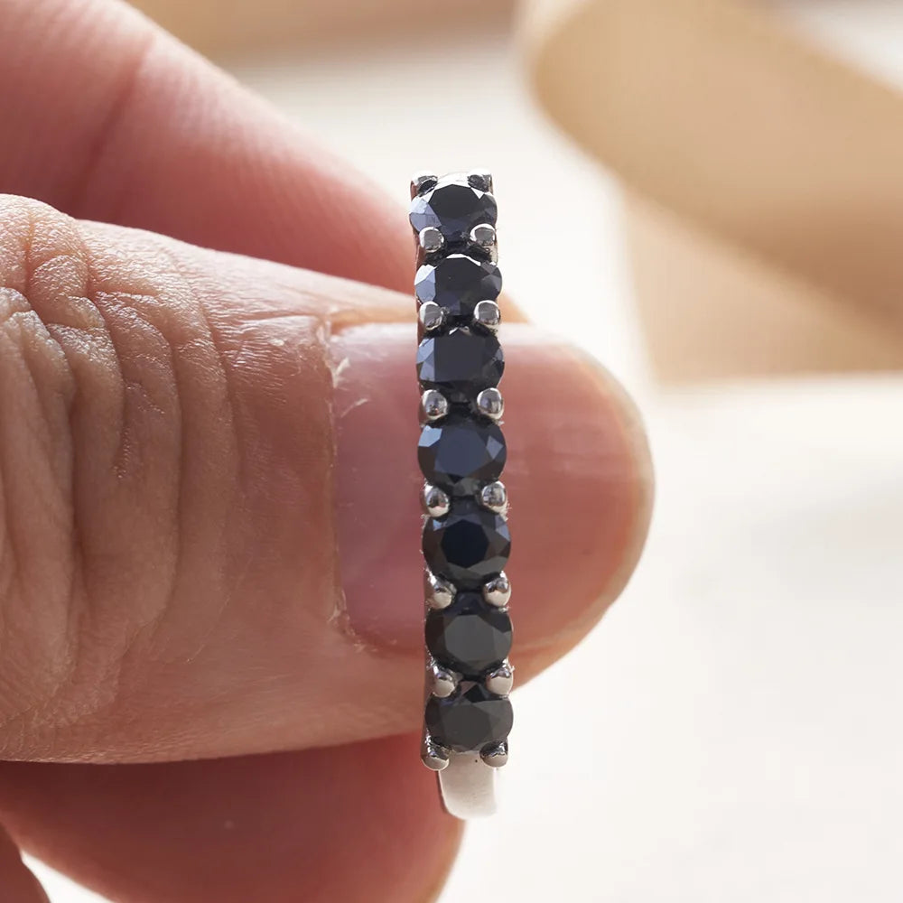 0.7CT D Color VVS1 EX Round Moissanite Ring 925 Sterling Silver Eternity Ring Women Engagement Wedding Luxury Band