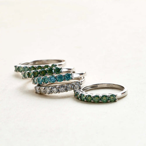 0.7CT D Color VVS1 EX Round Moissanite Ring 925 Sterling Silver Eternity Ring Women Engagement Wedding Luxury Band