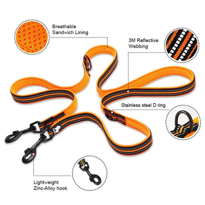 Truelove 7-in-1 Multifunctional Dog Leash – Adjustable, Hands-Free, for Training & Reflective – Multi-Purpose Leash for Walking 2 Dogs
