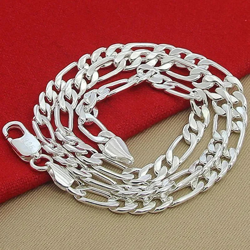 Solid 925 Sterling Silver Necklace For Men Classic 12mm Cuban Chain 18-30 Inch Charm High Quality Fashion Jewelry Wedding