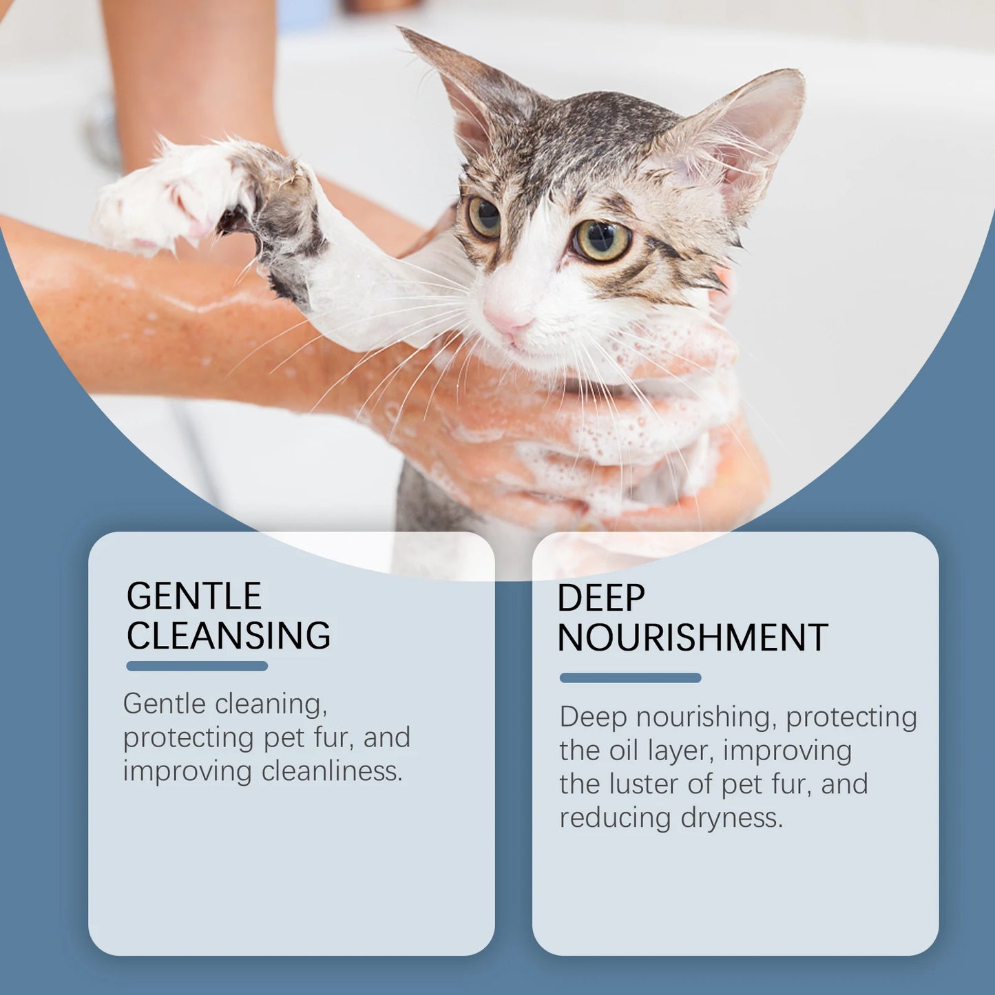 100ml pet bath shampoo for cats and dogs – mild, non-irritating shower gel for daily care that moisturizes, nourishes the coat and reduces odors.