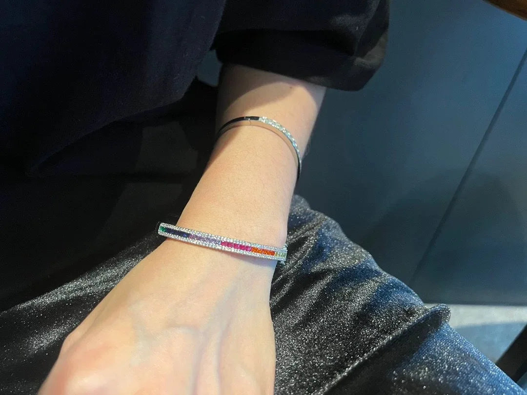 2mm Full Moissanite Bracelets 100% 925 Sterling Silver Plated 18K Gold Luxury Fine Jewelry Bangle Pulseiras De Prata For Women