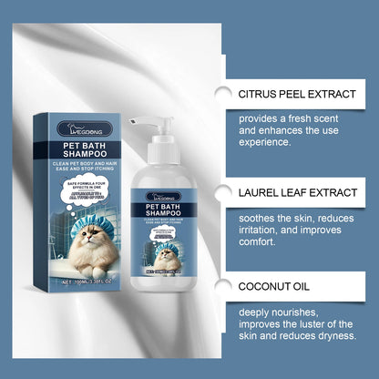 100ml pet bath shampoo for cats and dogs – mild, non-irritating shower gel for daily care that moisturizes, nourishes the coat and reduces odors.