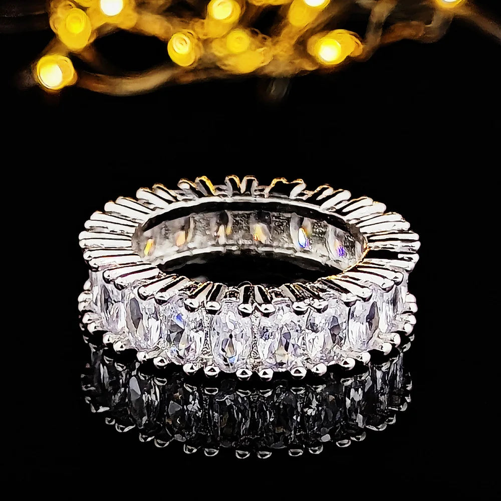 Wholesale Eternity Band Promise ring 925 Sterling silver Diamond cz Engagement Wedding Rings for women Men Finger Party Jewelry