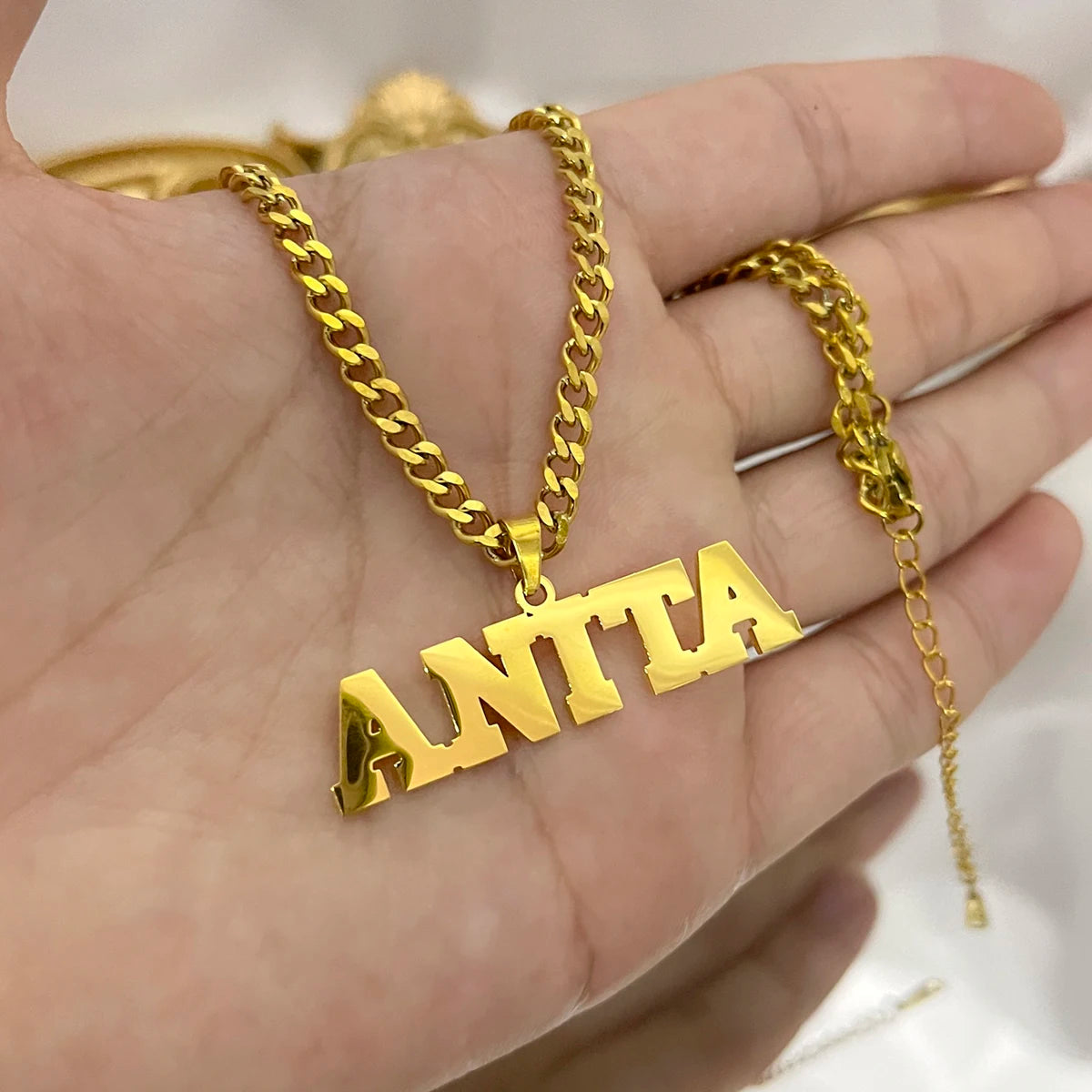 Customized Name Necklaces Pendants for Men Women Personalized Custom Gold 4mm Cuban Chain Stainless Steel Nameplate Jewelry